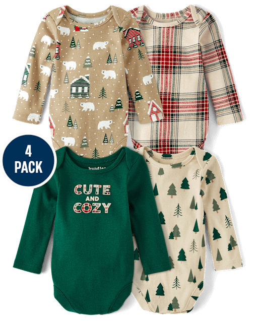 Baby Boys Plaid Bodysuit 4-Pack