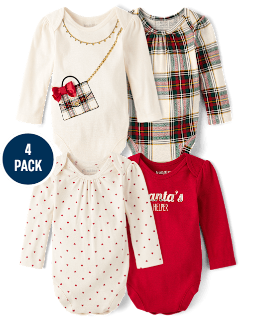 Baby Girls Plaid Bodysuit 4-Pack