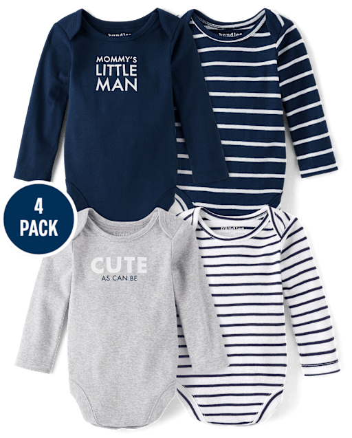 Baby Boys Little Man Bodysuit 4-Pack