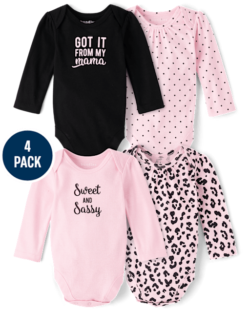 Baby Girls Sweet And Sassy Bodysuit 4-Pack