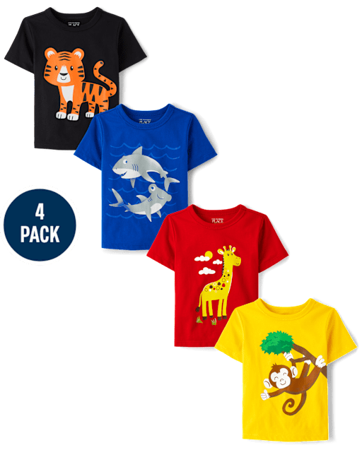 Baby And Toddler Boys Animal Graphic Tee 4-Pack
