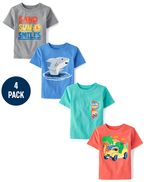 Baby And Toddler Boys Summer Graphic Tee 4-Pack