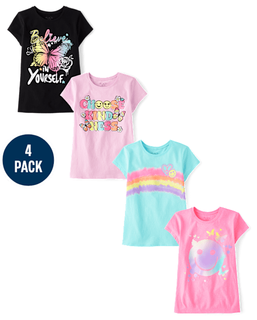 Girls Positivity Graphic Tee 4-Pack