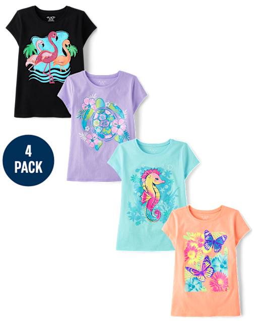 Girls Summer Graphic Tee 4-Pack