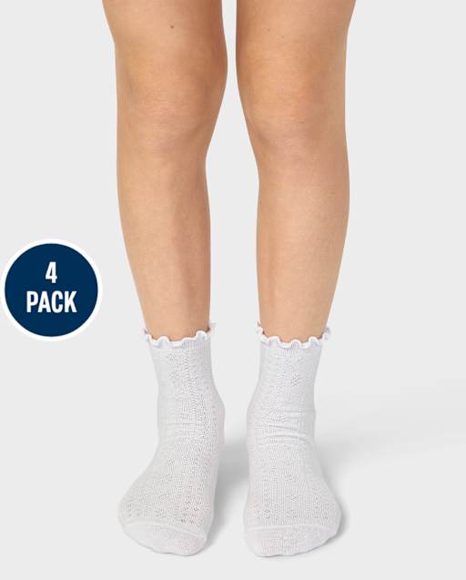 Girls Pointelle Ruffle Midi Socks