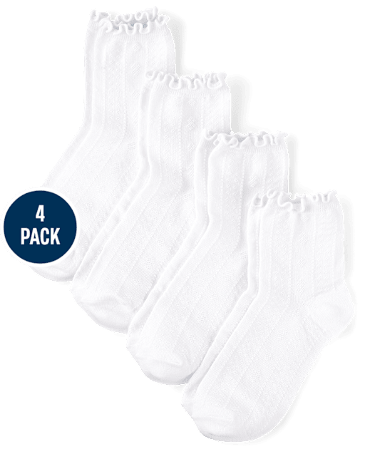 Girls Pointelle Ruffle Midi Socks