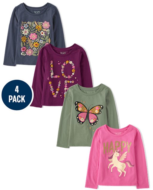 Baby And Toddler Girls Floral Graphic Tee 5-Pack