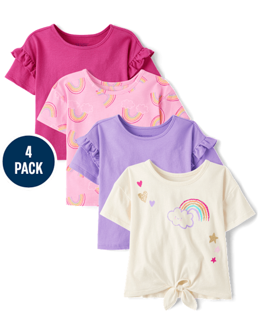 Toddler Girls Rainbow Top 4-Pack