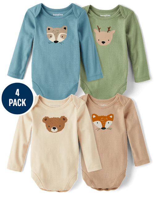 Baby Animal Bodysuit 4-Pack