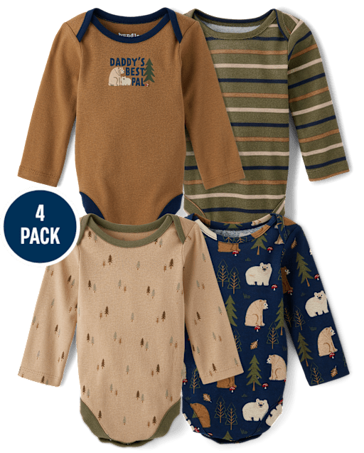 Baby Boys Bear Bodysuit 4-Pack
