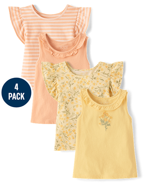 Toddler Girls Floral Flutter Tank Top 4-Pack