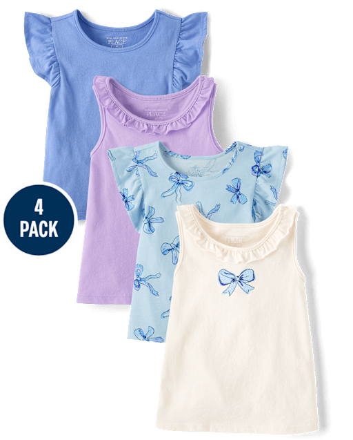 Toddler Girls Bow Flutter Tank Top 4-Pack