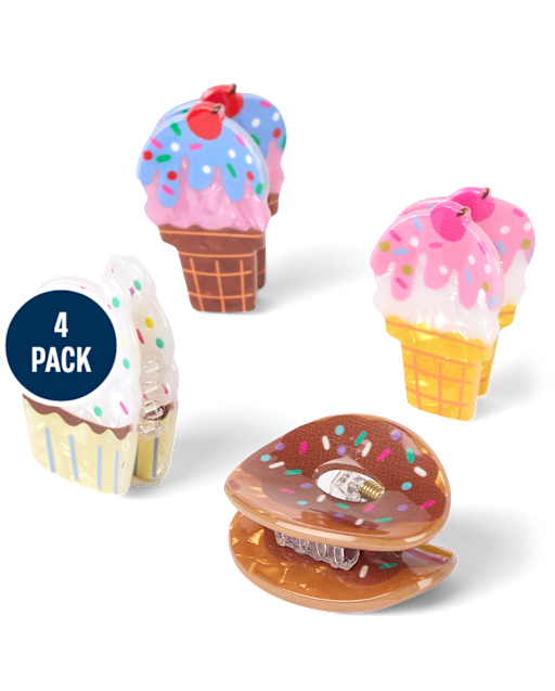 Girls Dessert Claw Clip 4-Pack
