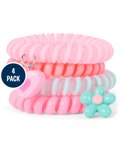 Bracelet à spirale fleuri pour filles (lot de 4)