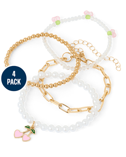 Bracelet de perles cerises pour filles (lot de 4)