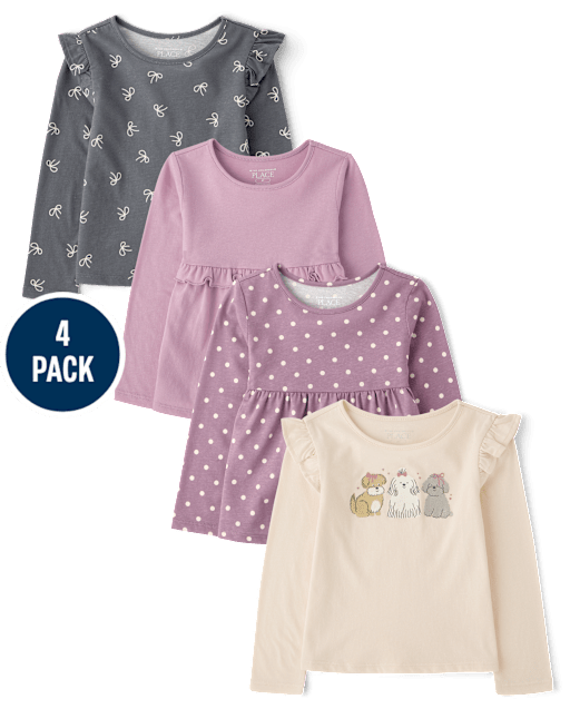 Toddler Girls Flutter Top 4-Pack
