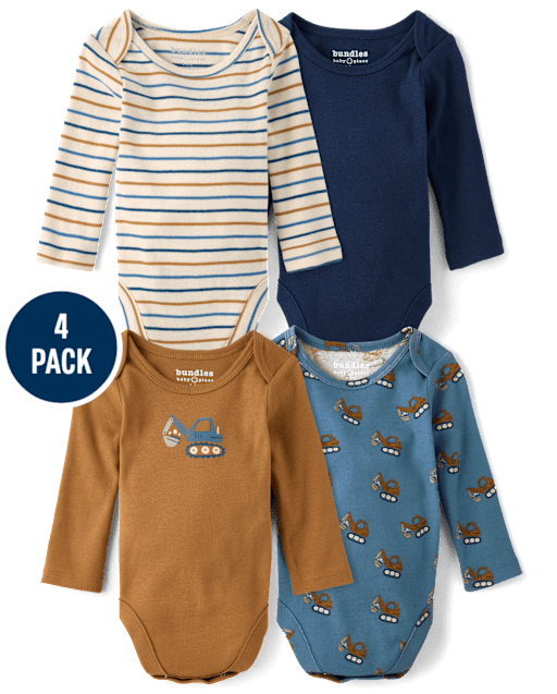 Baby Boys Construction Vehicle Bodysuit 4-Pack