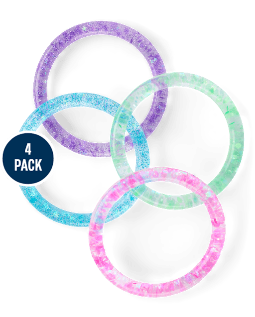 Girls Glitter Bangle Bracelet 4-Pack