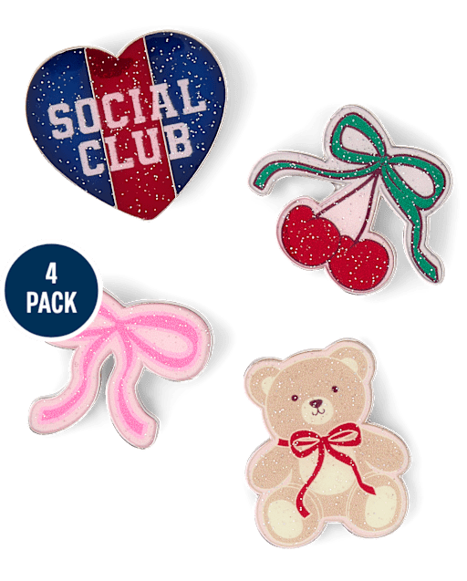 Girls Bow Enamel Pin 4-Pack