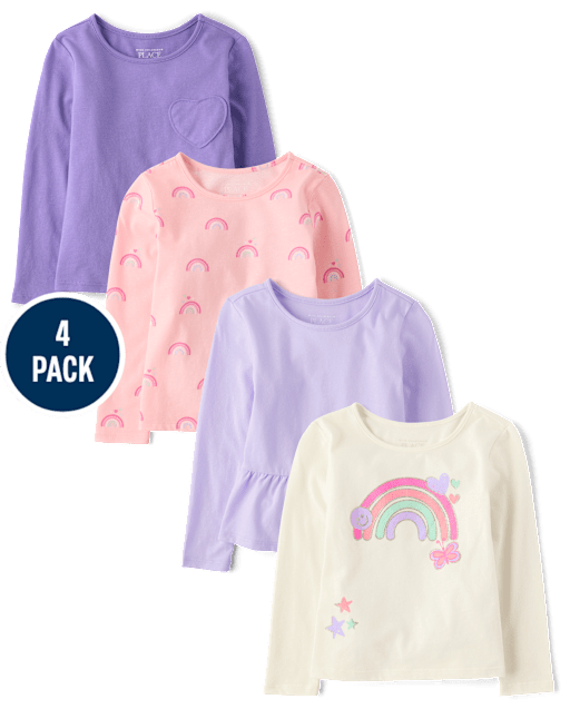Lot de 4 hauts arc-en-ciel pour petites filles