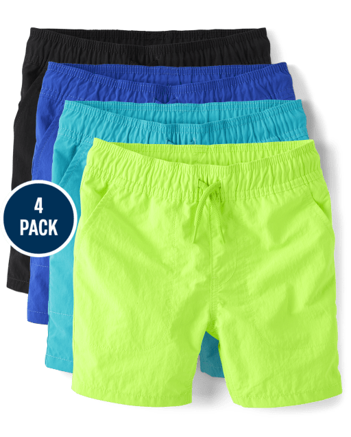 Boys Quick Dry Pull On Pool To Play Shorts 4-Pack