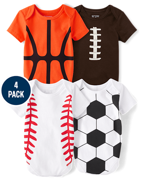 Baby Sports Graphic Bodysuit 4-Pack