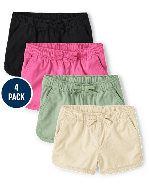 Baby And Toddler Girls Pull On Shorts 4-Pack