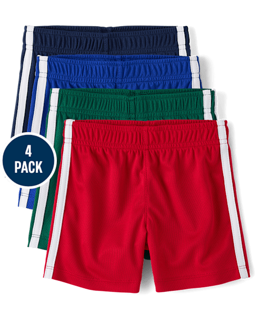 Baby And Toddler Boys Quick Dry Striped Lined Mesh Active Shorts 4-Pack