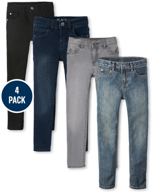 Paquete de 4 jeans ajustados elásticos para niños