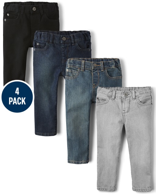 Paquete de 4 jeans ajustados básicos para bebés y niños pequeños