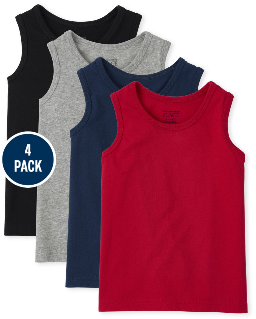 Toddler Boys Mix And Match Sleeveless Tank Top 4-Pack