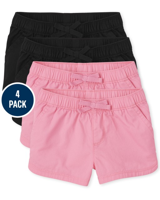 Toddler Girls Woven Pull On Shorts 4-Pack