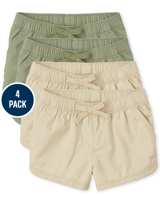 Toddler Girls Woven Pull On Shorts 4-Pack