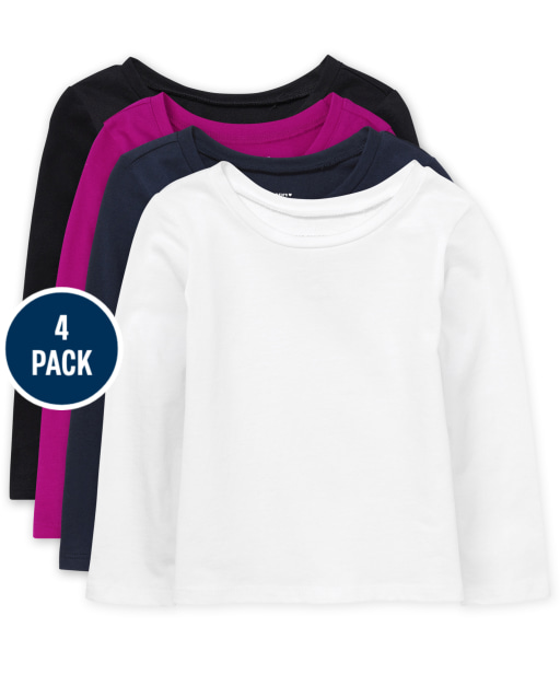 Baby And Toddler Girls Long Sleeve Basic Layering Tee 4-Pack