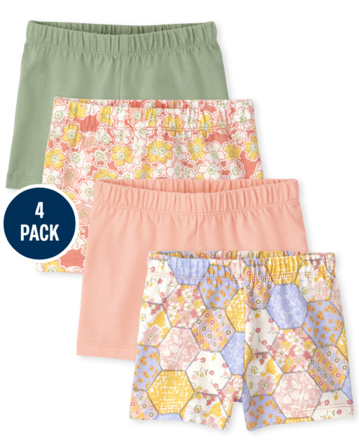 Shorts tejidos con estampado Mic And Match para niñas pequeñas, paquete de 4