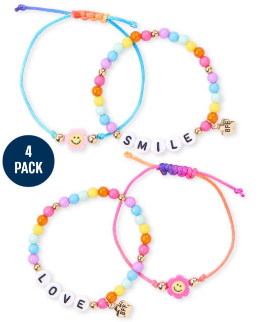 Girls Smile Beaded BFF Bracelet 4-Pack