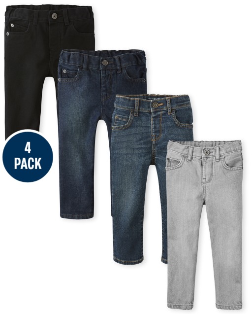 Paquete de 4 jeans ajustados elásticos para niños pequeños