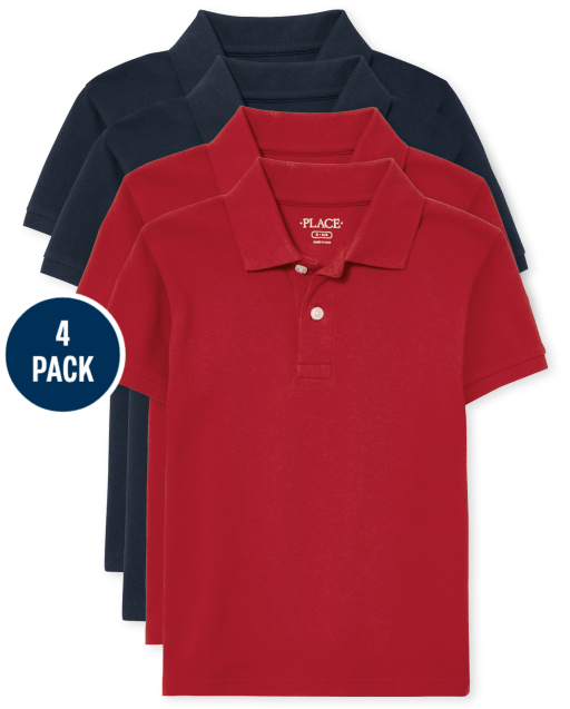 Boys Uniform Short Sleeve Pique Polo 4-Pack