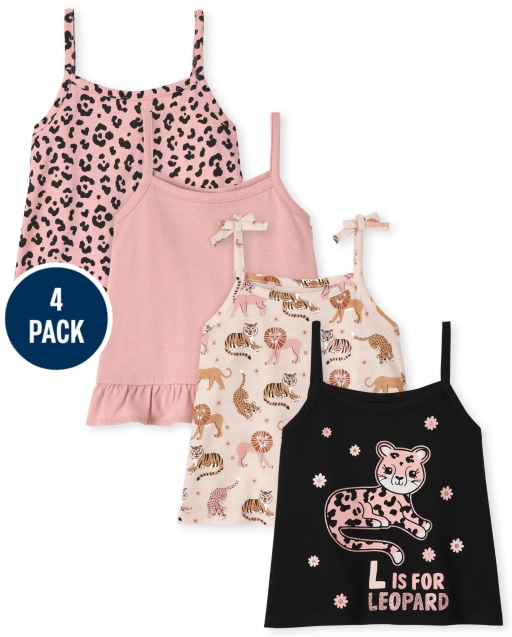 Toddler Girls Mix And Match Sleeveless Leopard Tank Top 4-Pack