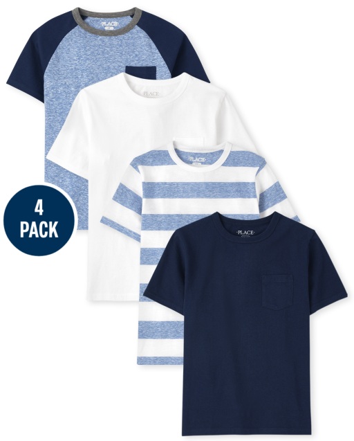 Boys Short Sleeve Striped Top 4-Pack