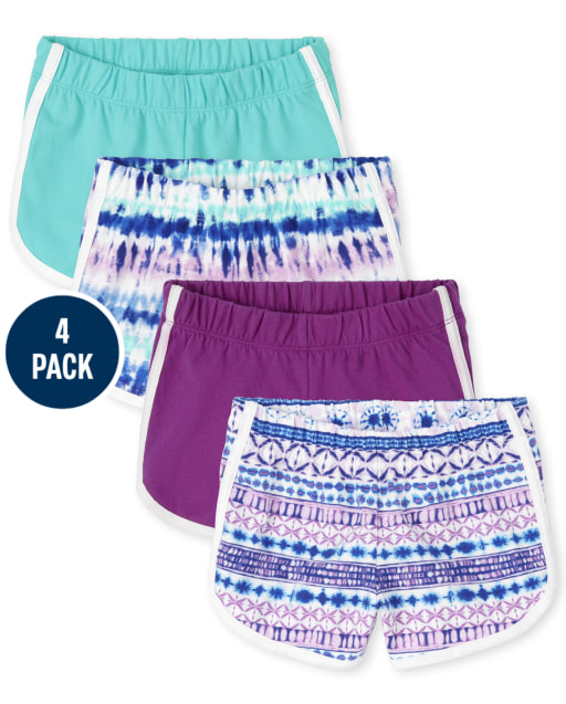 Girls Mix And Match Print Knit Dolphin Shorts 4-Pack