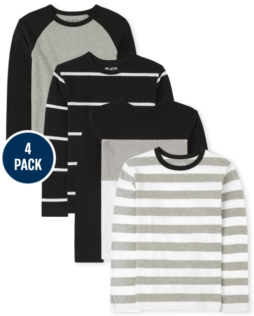 Boys Long Sleeve Striped Top 4-Pack