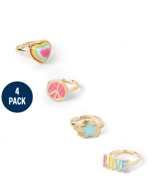 Girls Heart Ring 4-Pack