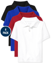 Lot de 4 polos uniformes en piqué pour bébés et tout-petits garçons