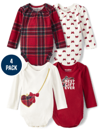 Baby Girls Bow Bodysuit 4-Pack