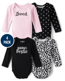 Lot de 4 bodys cœur pour bébés filles