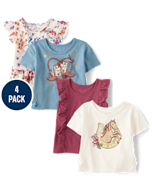 Toddler Girls Cowgirl Flutter Top 4-Pack