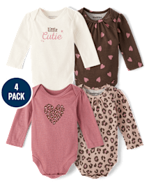 Baby Girls Leopard Bodysuit 4-Pack