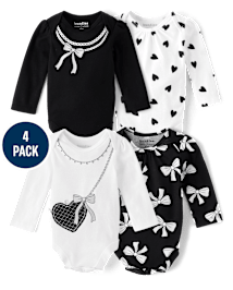 Baby Girls Bow Bodysuit 4-Pack