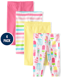 Lot de 4 leggings Capri Popsicle pour petites filles